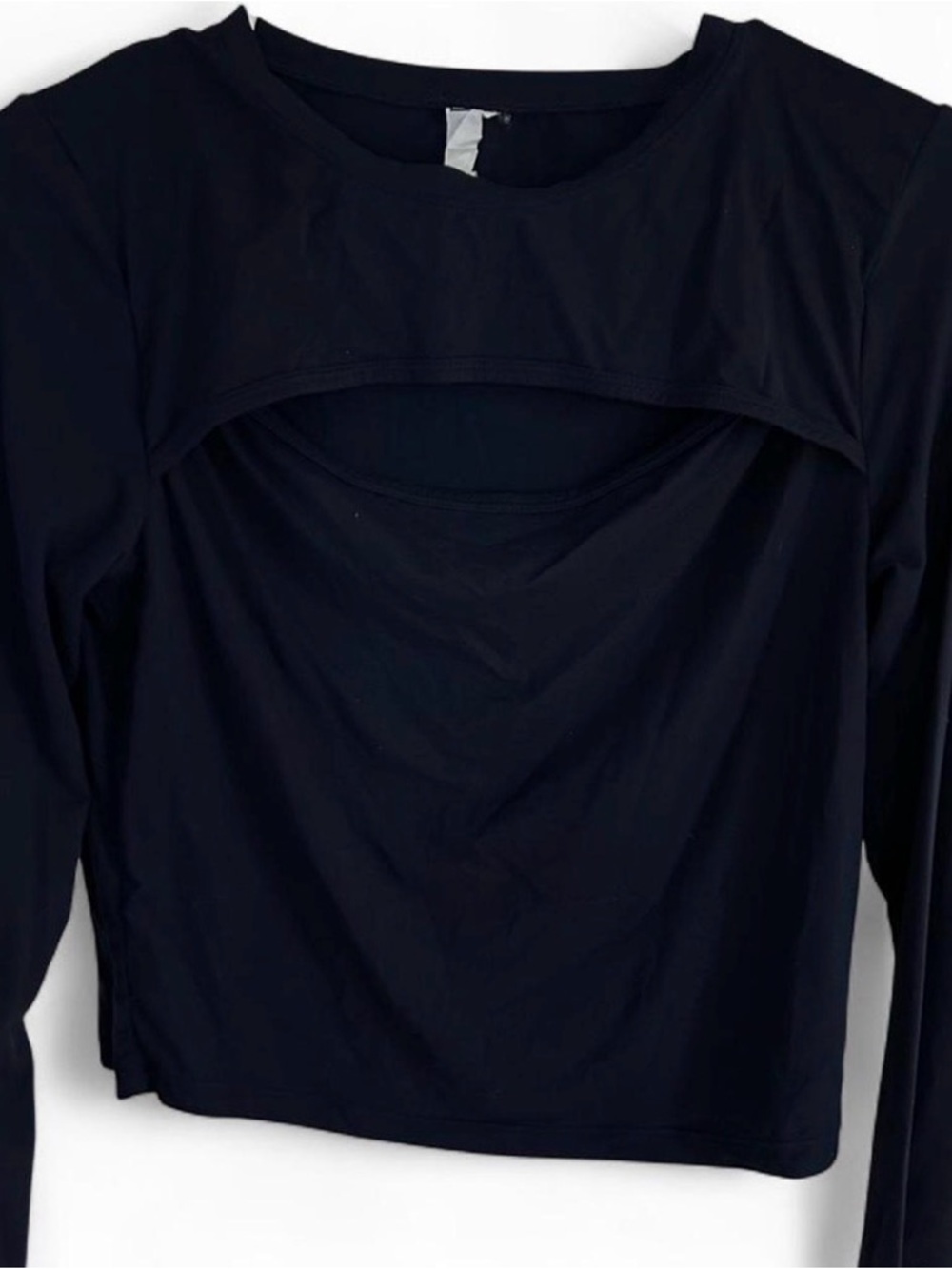 Alphalete Navy Long Sleeve Crop Top with Front Cutout